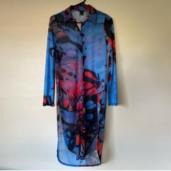 River Island Butterfly Print Shirt Dress - Picture 1 of 8